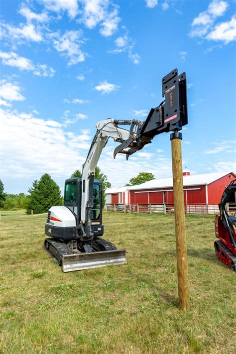 vector post driver mini excavator|mini excavator pile driver attachment.